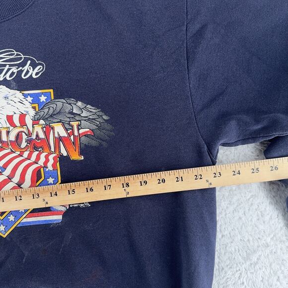 Vintage Lee Sweatshirt Mens L Proud To Be American Eagle Flag USA Crewneck 90s - Picture 10 of 12
